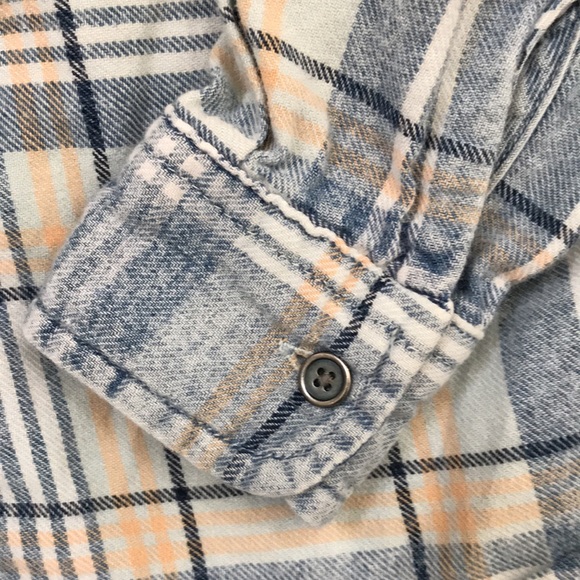 7 for all mankind Size 4 Flannel Button Up Shirt Plaid Blue - Picture 4 of 6